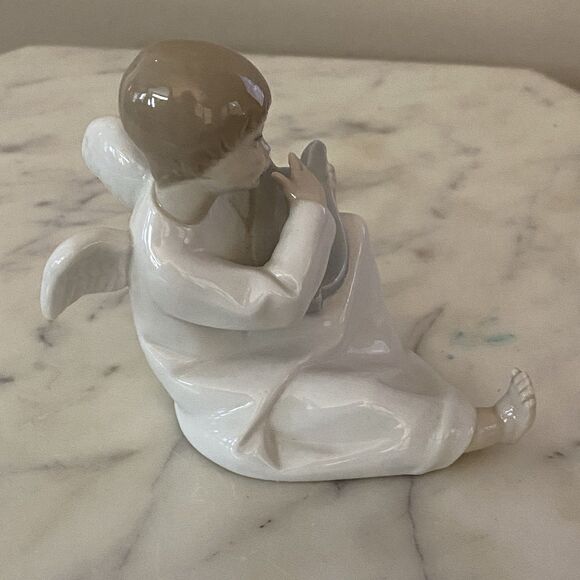 Vintage NAO by Lladro Angel Cherub with Harp Made in Spain Angel Strumming - Picture 3 of 12